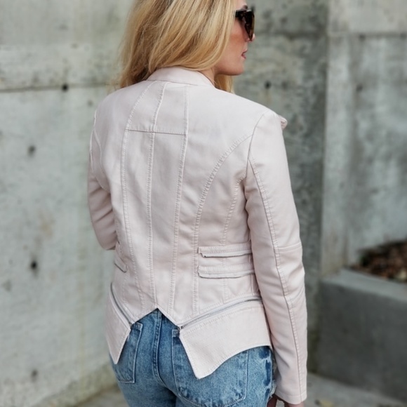 BLUSH Vegan Leather Jacket Pearls Details - Picture 3 of 5